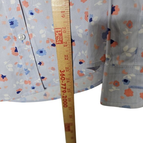 L.L.Bean Womens Wrinkle-Free Floral Button-Down Shirt XXS Light Blue 100% Cotton - Picture 7 of 9